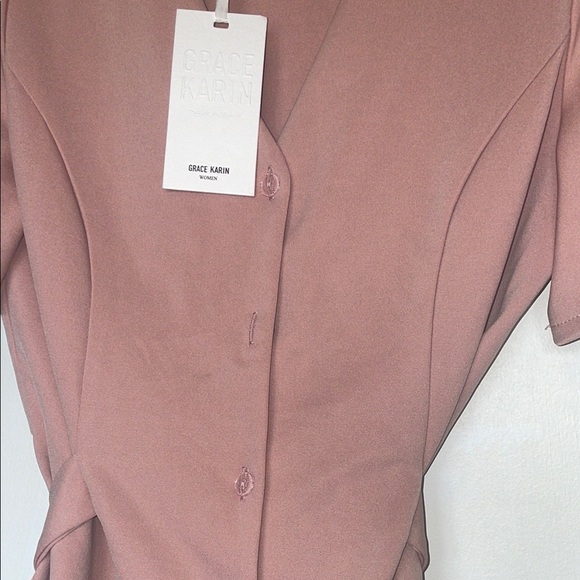 Grace Karin Pink Peplum Blouse with Flutter Sleeves - Picture 3 of 5